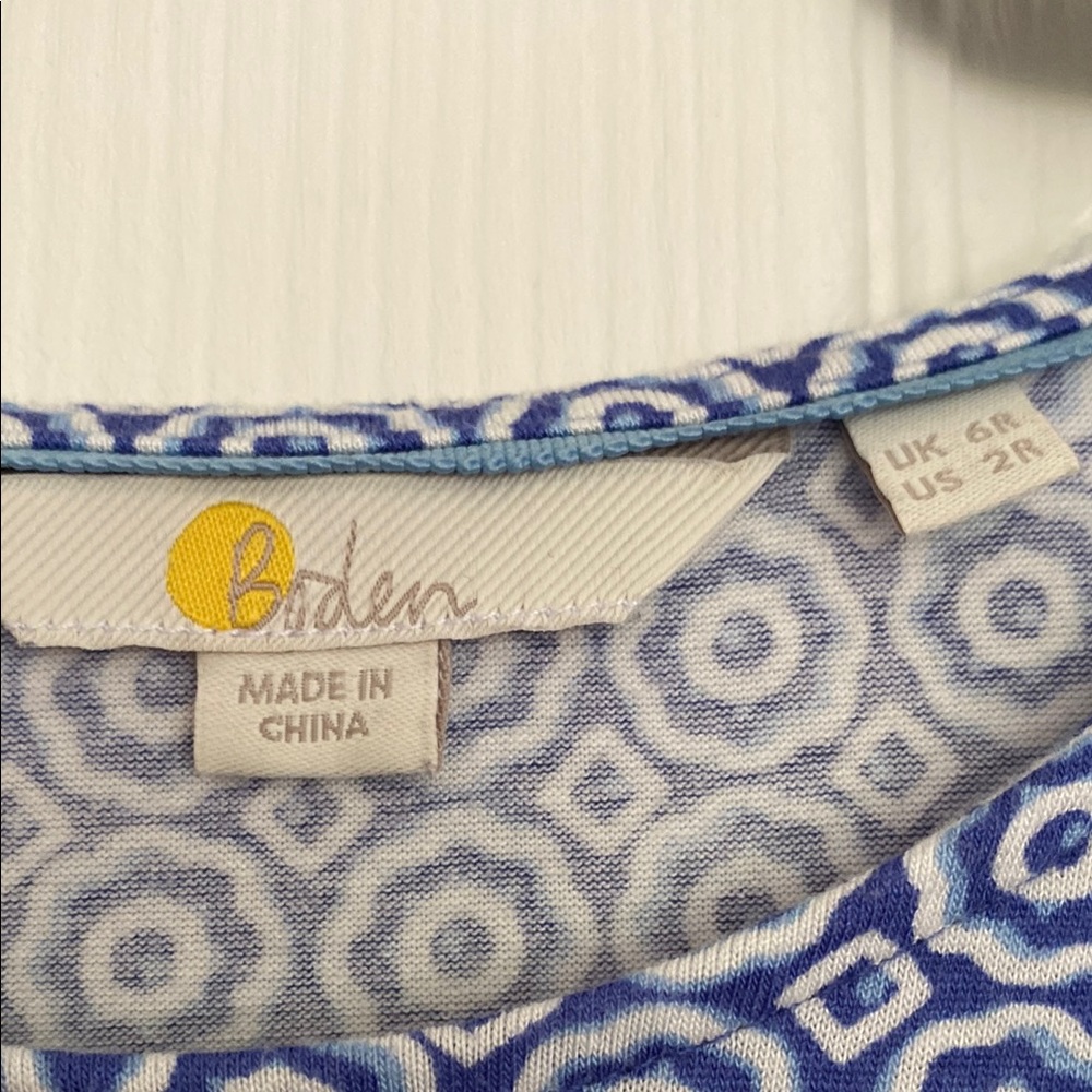 Boden Smocked Jersey Dress Size 2 Bluebell Geo Blooms - Picture 5 of 5